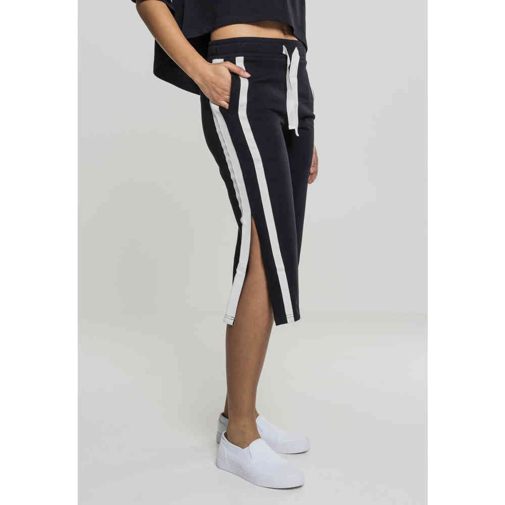 Urban Classics - Terry culotte Pantalon 3/4 - Noir/Blanc